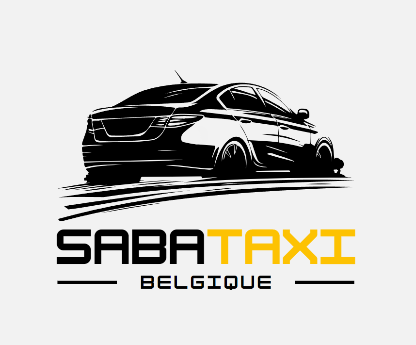 Logo de Saba Taxi Belgique, représentant une voiture stylisée en mouvement.